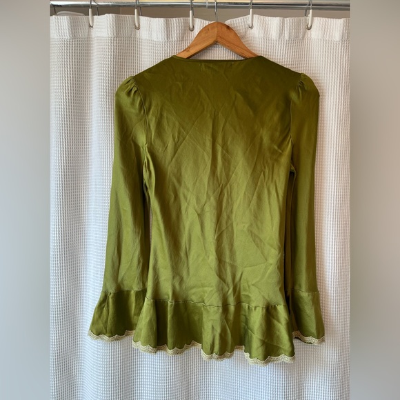 Free People Silk Button Up Bell Sleeve Top - Picture 3 of 6